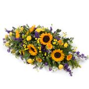 Purple &amp; Gold Sunflower Casket Spray