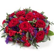 10 Red Rose &amp; Purple Posy