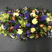 Casket green and blue spray