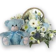 Baby Boy Blue  Large Basket &amp; Bear