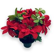 Artificial Poinsettia &amp; Mistletoe Grave Pot