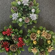 Glitter cone poinsettia wreath