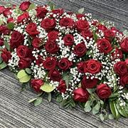 Rose and  gyp casket spray