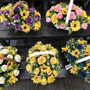 Artificial basket sunflowers &amp;roses