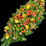 Orange and Gold casket spray