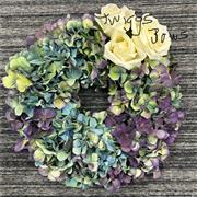 Hydrangea and Rose Wreath